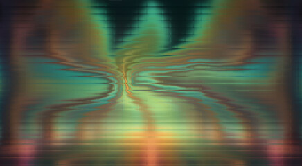 Abstract Vibrant Wave Digital Art Futuristic Glass Texture Background in Green Orange Tones for Design Wallpapers