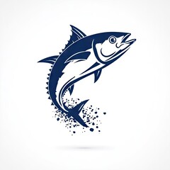 Fototapeta premium Jumping tuna fish illustration in a modern vector design