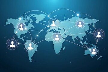 Global network connections illustrating worldwide digital communication and social interaction across continents