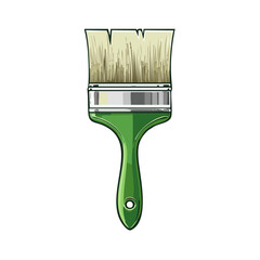 Artist Paint Brush with Green Handle and Bristles for Painting and Decorating