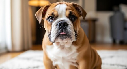 Adorable Bulldog Puppy Posing.