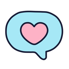 Cute Chat Bubble with Heart Icon Kawaii Style