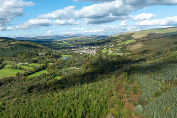 Fototapeta premium The Dulais Valley and Crynant village