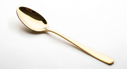 Golden Spoon on White Background.