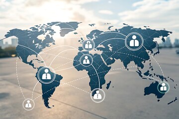 Global network connections illustrating worldwide human resources and business connectivity