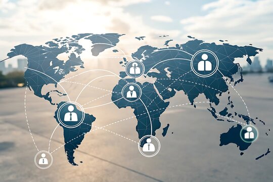Global network connections illustrating worldwide human resources and business connectivity
