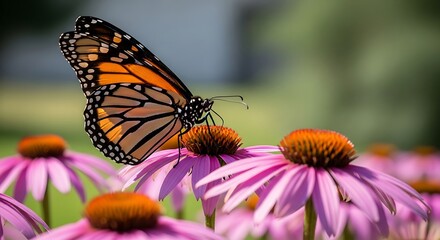 Obraz premium Monarch Butterfly on Purple Coneflower.