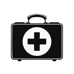 Obraz premium First Aid Kit Icon with Cross Symbol, Healthcare and Emergency Medical Concept