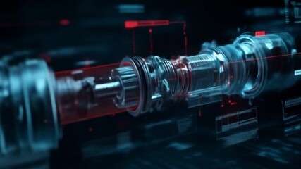 Detailed futuristic machinery illustration with digital overlay elements - Powered by Adobe