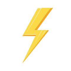 Striking yellow lightning bolt symbol representing power energy and speed