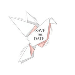 Origami folded paper Save the Date