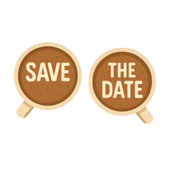 Coffee cups latte art Save the Date