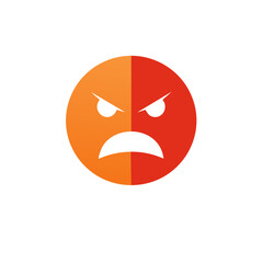 Fototapeta premium Angry Smiley Face Illustration in Red and Orange with a White Background