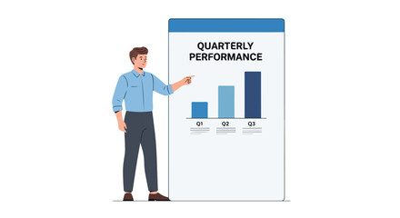 Fototapeta premium Visual representation of quarterly financial analysis and business growth demonstration by professional presenting to a client base