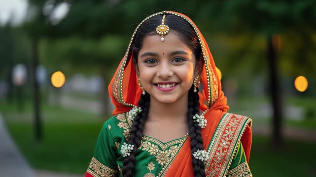  little girl in lehenga choli on diwali 