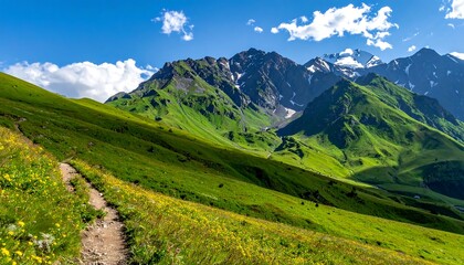 Obraz premium Lush mountain valley trail