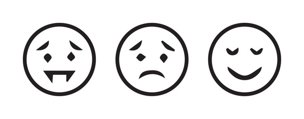 Black and White Unhappy Face Icon Pack