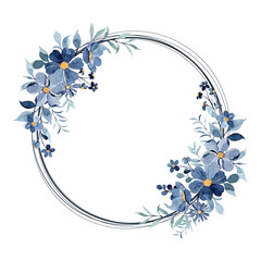 Beautiful watercolor blue floral wreath