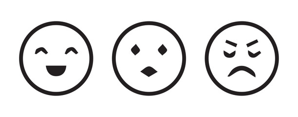 Minimalist emoji collection: love, surprise, smile