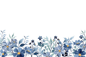 Watercolor blue indigo floral garden