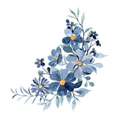 Beautiful watercolor blue floral arrangement