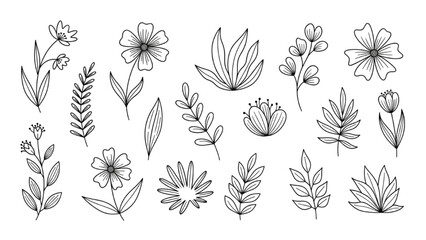 Flower Silhouettes Set – Black Floral Vector Illustration Isolated on White Background AI EPS PNG JPEG