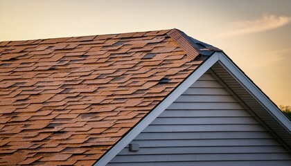 close up of a house rooftop adorned with shingles