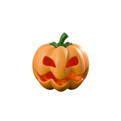 3d halloween pumpkin on transparent white background