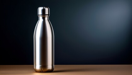 metallic water bottle against a plain background