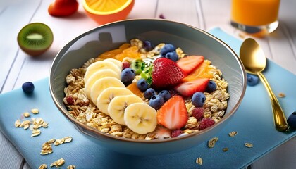 nutritious morning meal featuring fruit and muesli