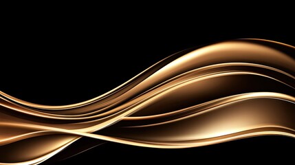 Obraz premium Abstract Golden Waves Flowing Dark Background