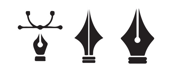 Calligraphy Nib and Vector Drawing Icons
