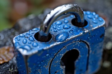 Illuminated digital lock enveloped in streams of binary code representing cybersecurity concepts
