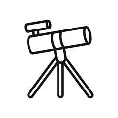 Telescope icon in simple line for galaxy, discovery, and cosmic content.