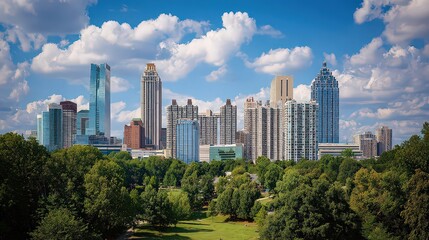 Obraz premium Atlanta Skyline Through Lush Green Trees