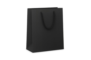 Black paper shopping bag with rope handles mockup