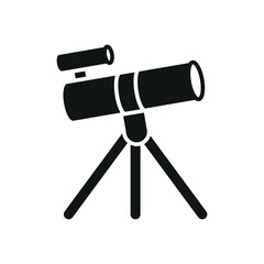 Telescope icon in solid glyph for science, night sky, and exploration projects.