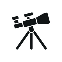 Telescope icon in glyph style for stargazing, astronomy, and space visuals.