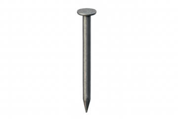 Metal construction nail fastener on transparent background