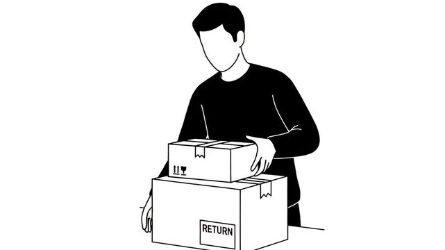 Packing Boxes for Return - Minimalist Illustration
