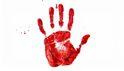 Bloody handprint prop on white background