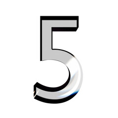 Fototapeta premium 3D Number 5 on Transparent Background, set of 3D numbers on transparent background