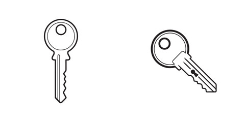 Two Simple Outline Key Icons on White Background