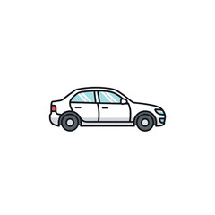 White sedan car side view illustration on a white background.