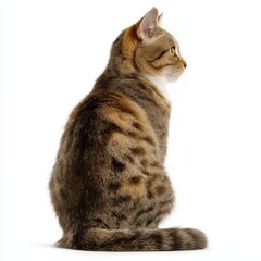 Cat sitting in profile, isolated, white, background, png, cut, out, transparent, white background cut out png