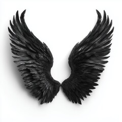 Black angel wings isolated on white background cut out png
