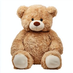 Teddy bear sitting, isolated, white, background, png, cut, out, transparent, white background cut out png