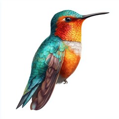 Colorful hummingbird isolated, white background cut out png