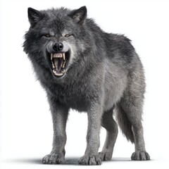 Angry wolf with bared teeth isolated on white background cut out png