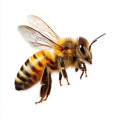 Bee flying, isolated on white background cut out png